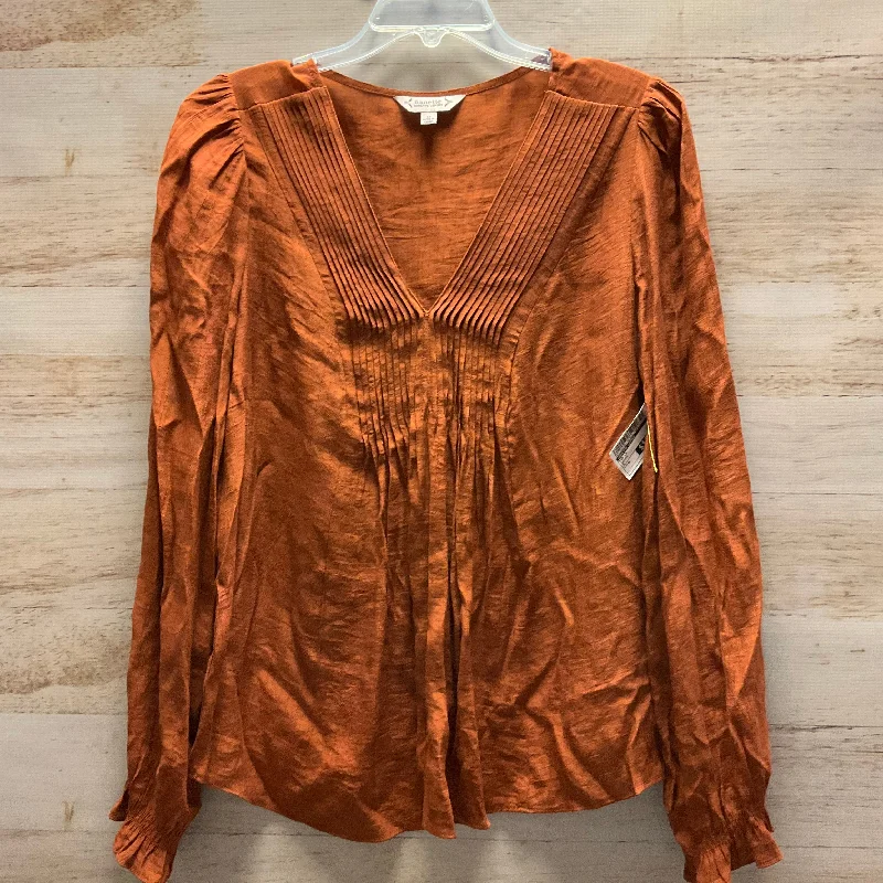 women's long sleeve tops with V-necksTop Long Sleeve By Nanette Lepore In Orange, Size: M