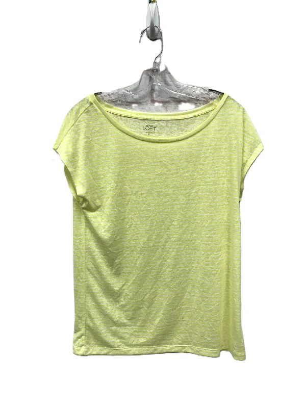 women's T-shirts with cold-shoulder cutsYellow Top Short Sleeve By Loft, Size: M