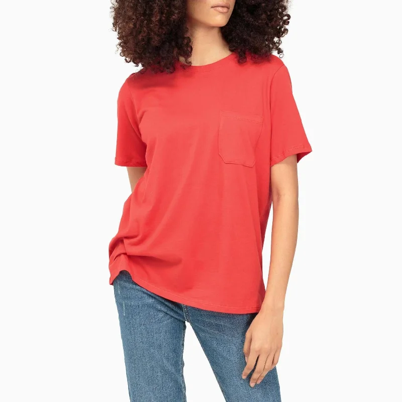 women's tops with cinched waistsCrew Pocket Tee (Red)