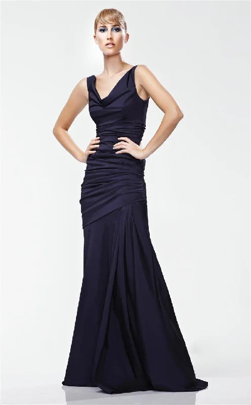 women's wrinkle-resistant dressesTheia - Cowl Neck Ruched Evening Gown 881195SC