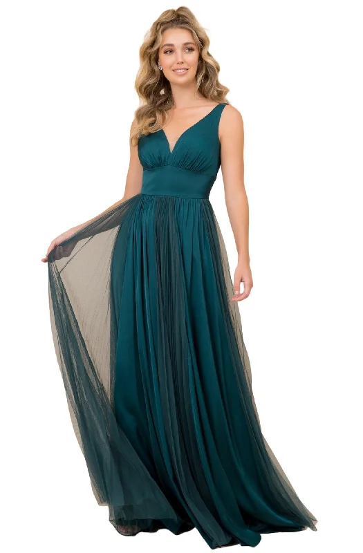 women's sustainable dressesNox Anabel - L340SC Sleeveless Plunging V-Neck A-Line Evening Dress