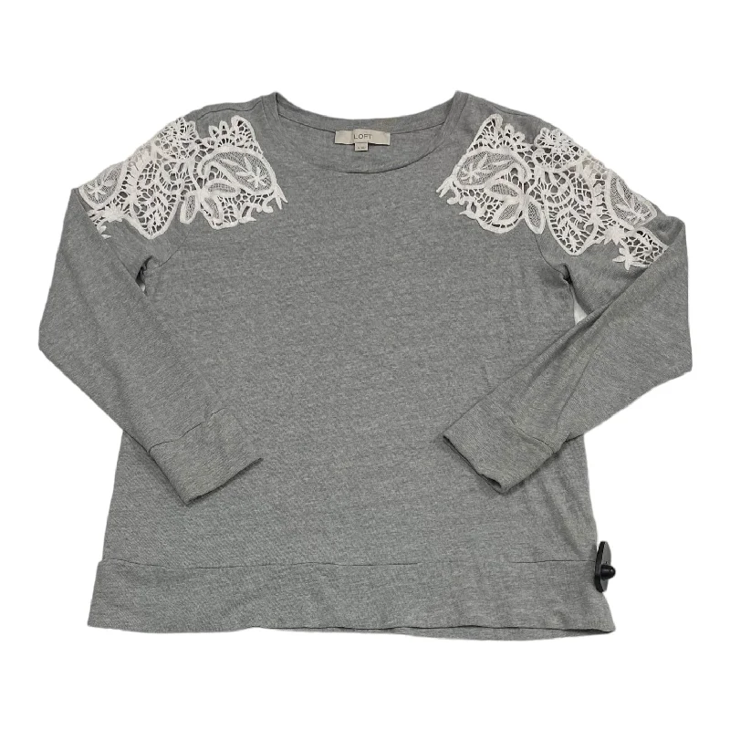 women's long sleeve tops with turtle necksTop Long Sleeve By Loft In Grey, Size: M