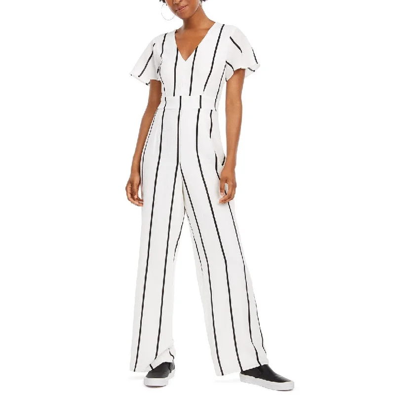 women's jumpsuits made of laceCrystal Doll Women's Juniors' V-Neck Jumpsuit White Size 5