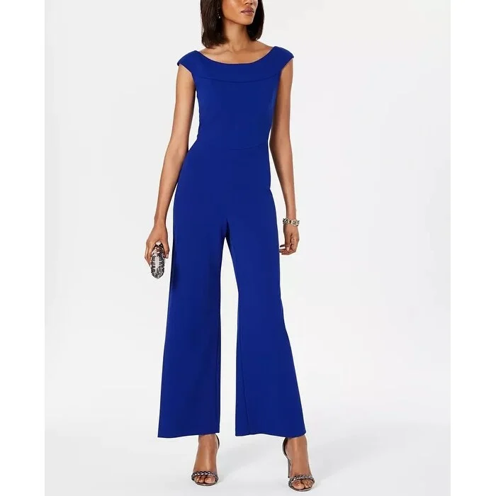 women's jumpsuits with zippersConnected Women's Wide-Leg Jumpsuit Blue Size 6