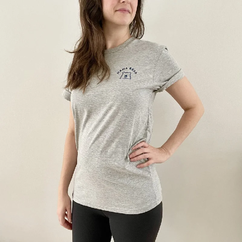 women's tops with embroidery detailsMama Bear Tee (Heather Grey + Navy)