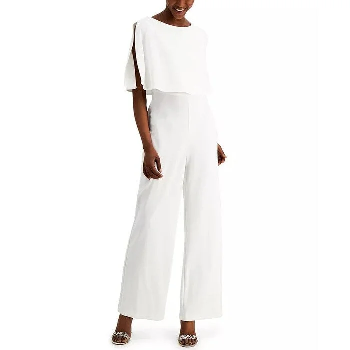 women's jumpsuits for statement fashionConnected Women's Popover Jumpsuit White Size 6 Petite - 6P