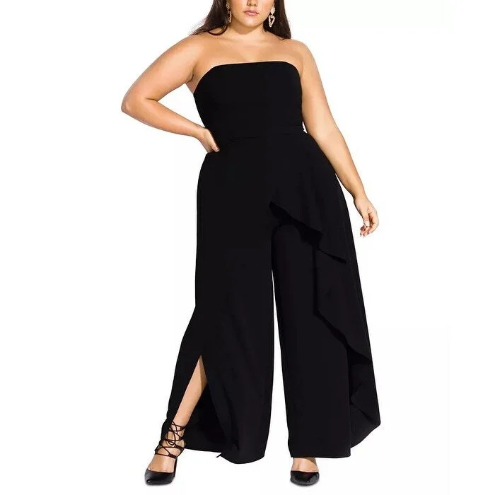 women's high-slit jumpsuitsCity Chic Women's Attraction Strapless Jumpsuit Size Black Size 18W