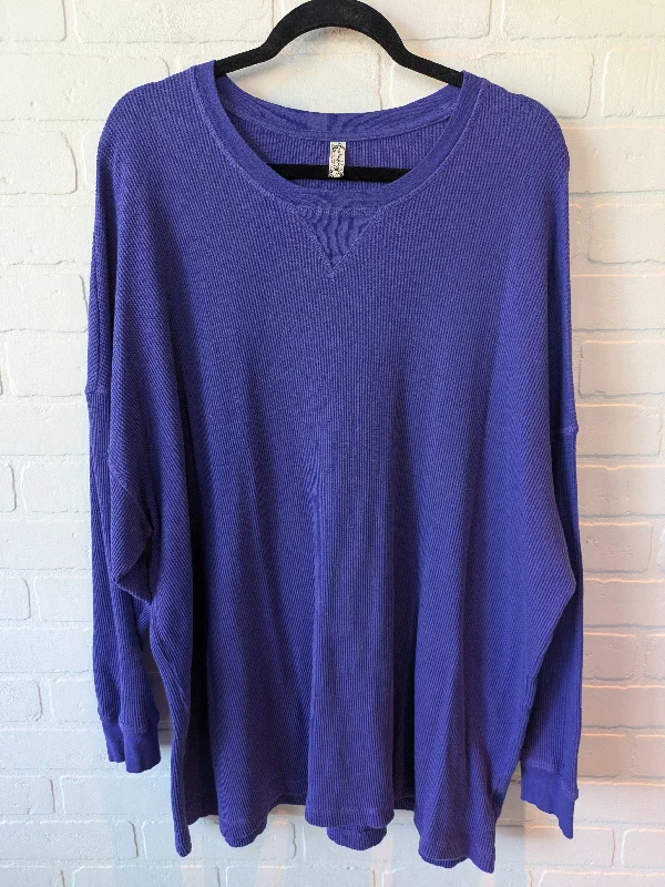 women's long sleeve tops with cold-shoulder designsTop Long Sleeve By Free People In Purple, Size: L