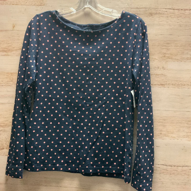 women's long sleeve tops for winterTop Long Sleeve By J. Crew In Polkadot Pattern, Size: M