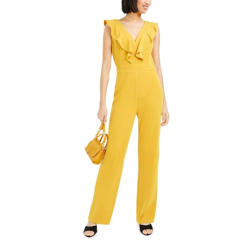 women's jumpsuits for affordable luxuryBar III Women's Ruffled Jumpsuit Gold Size 6