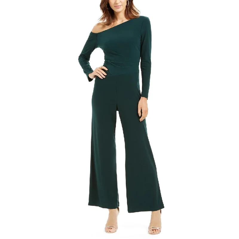 women's jumpsuits made of velvetTaylor Women's Off The Shoulder Jersey Jumpsuit Green Size 8 Petite - 8 Petite