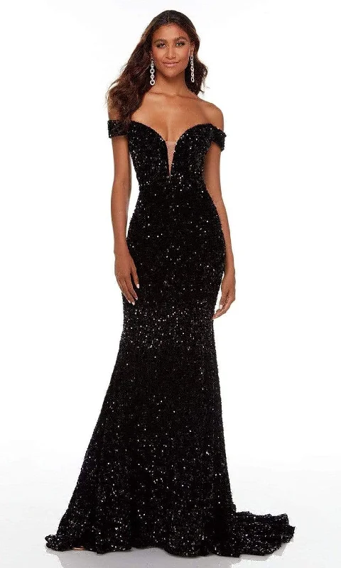 women's boho dressesAlyce Paris 61187 - Off Shoulder Sequin Evening Gown