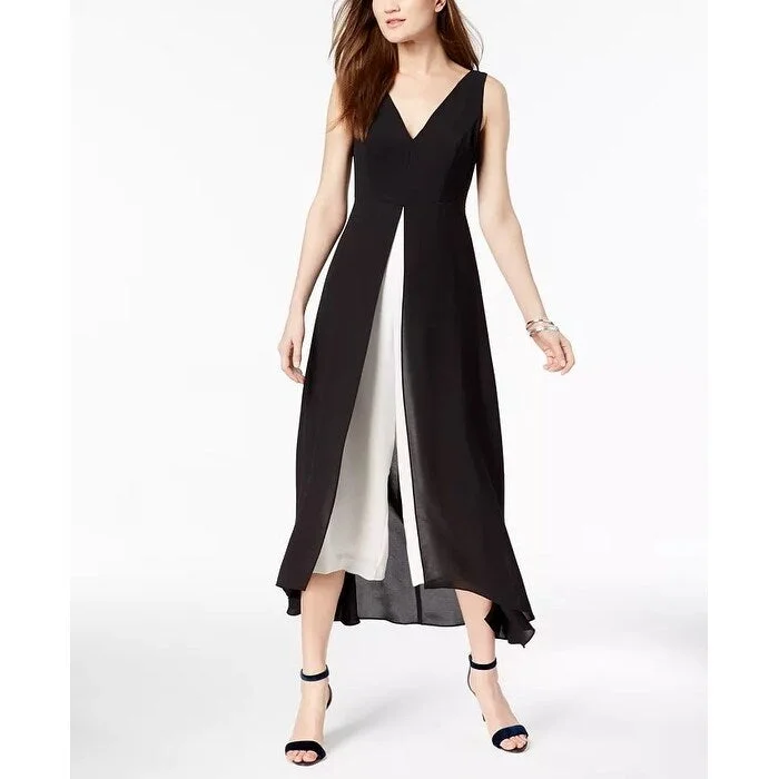 women's jumpsuits with neon colorsAdrianna Papell Women's Two-Tone Jumpsuit Black White Size 4