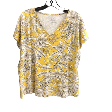 women's T-shirts with peplum hemsYellow Top Short Sleeve J. Jill, Size M