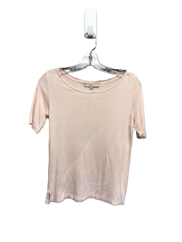 women's T-shirts with ruffle accentsPeach Top Short Sleeve Basic By Loft, Size: Xs