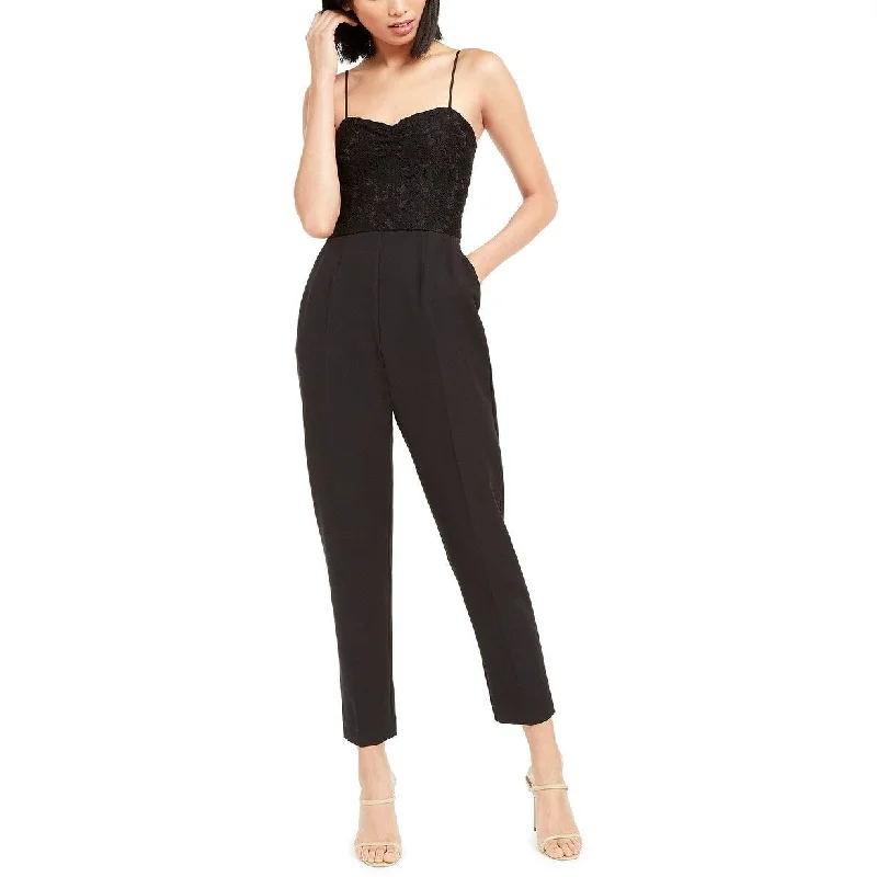 women's jumpsuits for laid-back looksLeyden Women's Lace Bustier Jumpsuit Black Size X-Small