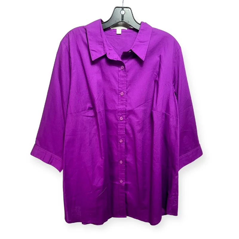 women's long sleeve tops with warm and cozy fabricTop Long Sleeve By Woman Within In Purple, Size: 18