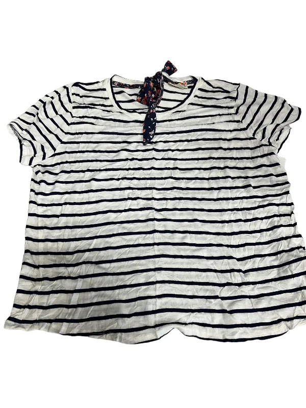 women's T-shirts with sleeveless optionsStriped Pattern Top Short Sleeve Maison Jules, Size Xxl