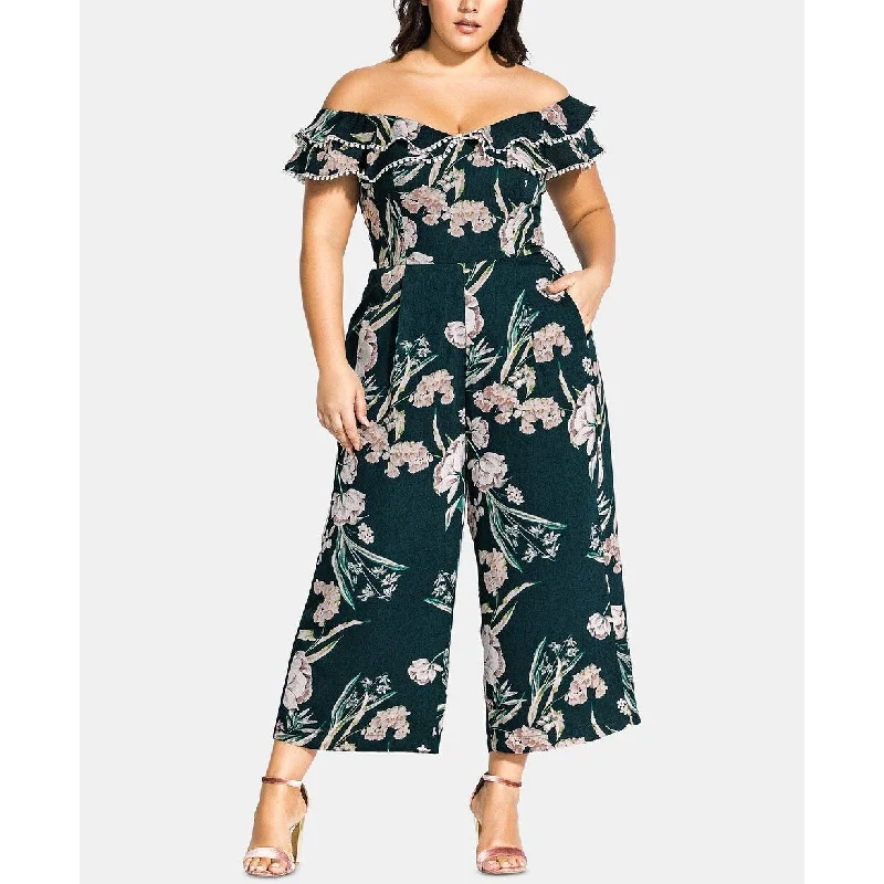 women's jumpsuits for short womenCity Chic Women's Plus Size Fresh Field Jumpsuit Blue Size 24