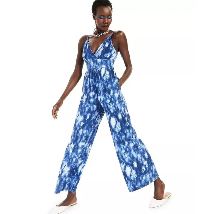 women's jumpsuits for sustainable fashionINC International Concepts Women's Cotton Jumpsuit Aqua Size S - Small