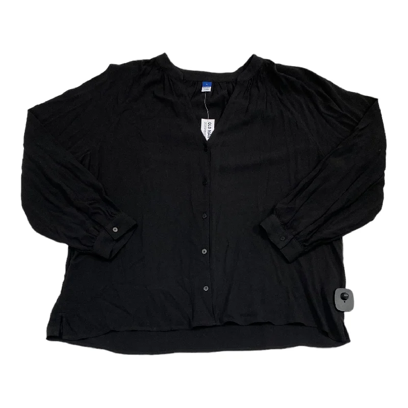 women's long sleeve tops for workTop Long Sleeve By Old Navy In Black, Size: L