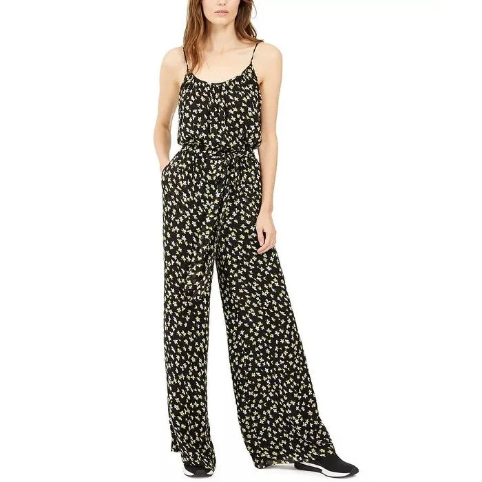 women's jumpsuits made of cottonMichael Michael Kors Women's Floral-Print Tie-Waist Jumpsuit Regular & Petite Yellow Size Petite Medium - Petite Medium