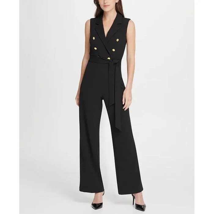 women's vintage jumpsuitsDKNY Women's Double Breasted Jumpsuit Black Size 14