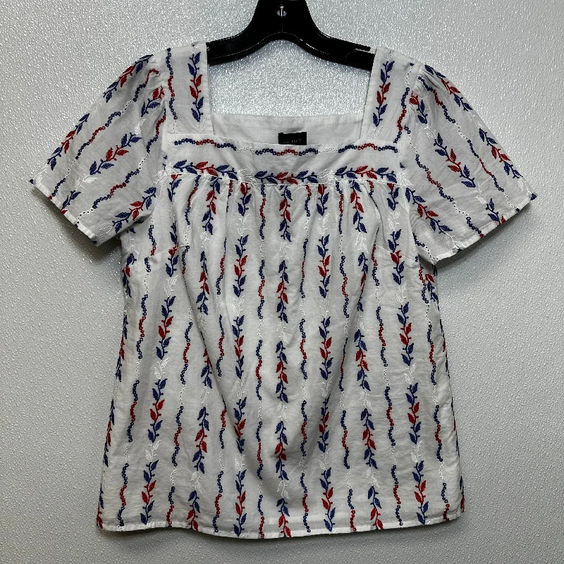 women's T-shirts with asymmetrical hemlinesRed Blue Top Short Sleeve Talbots O, Size Petite  Medium