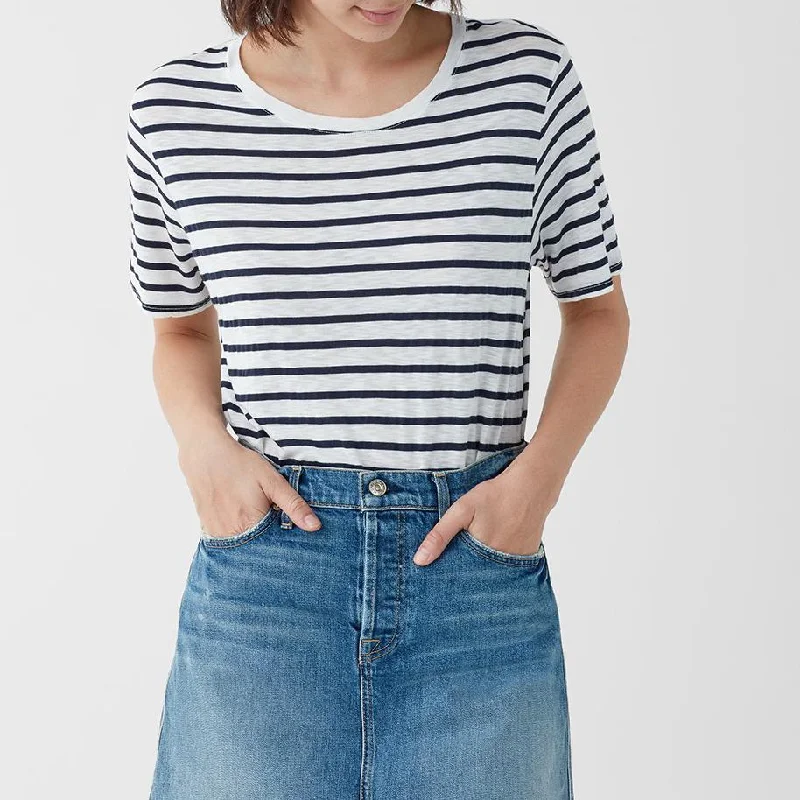 women's tops for picnics in the parkThe Striped Boyfriend Tee