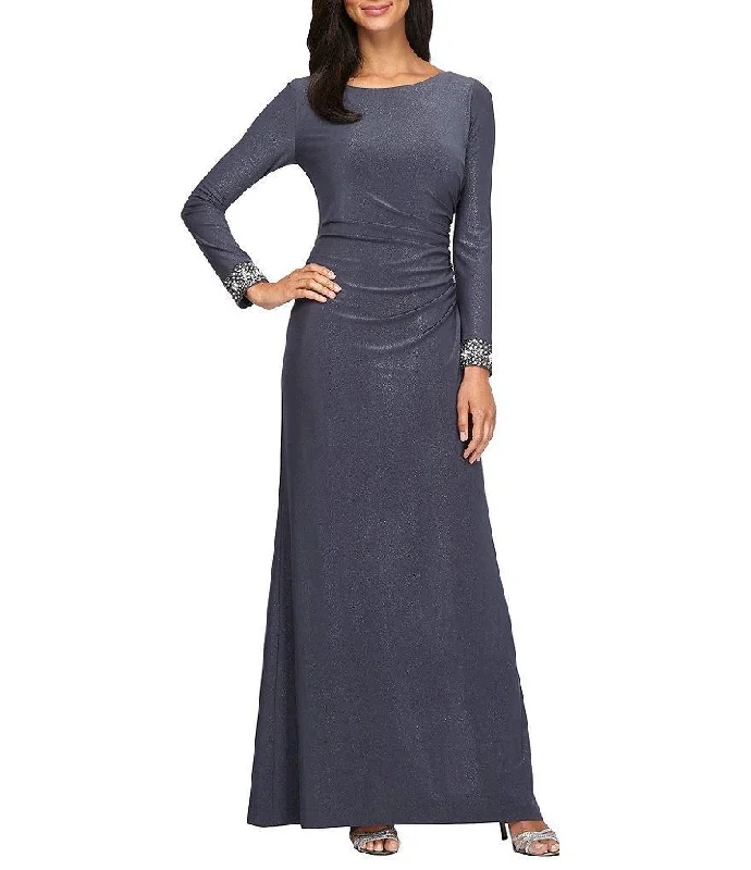 women's empire waist dressesAlex Evenings - Jeweled Cuff Long Sleeve Long Dress 1351326SC