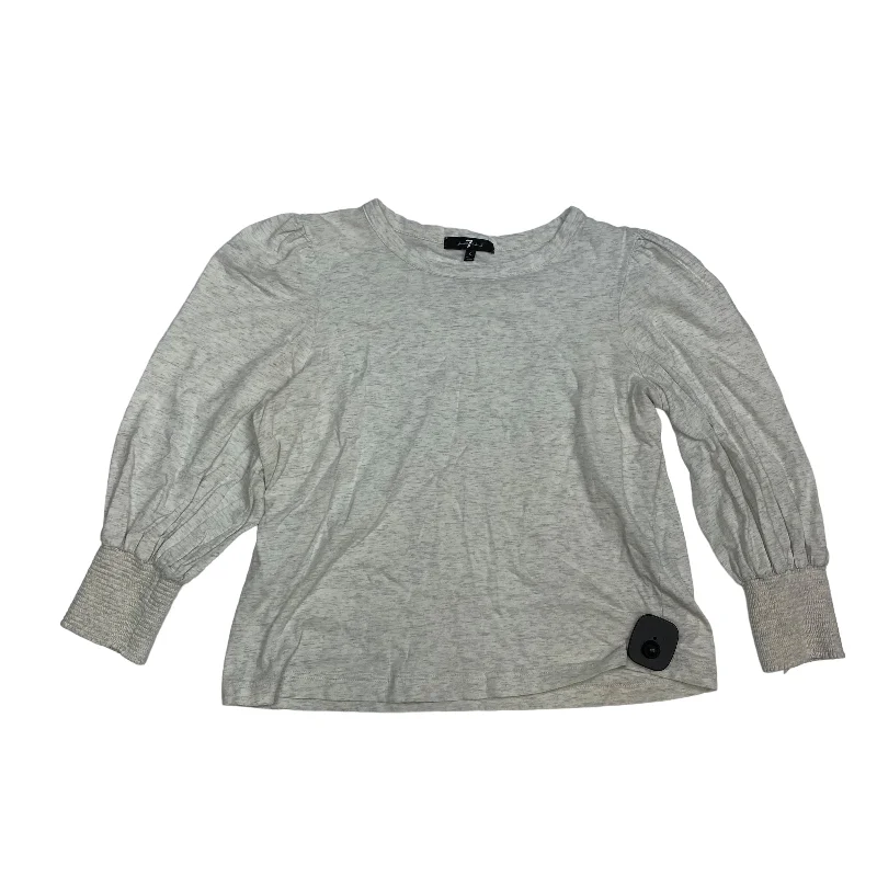 women's long sleeve tops with keyhole backsTop Long Sleeve By 7 For All Mankind In Grey, Size: S