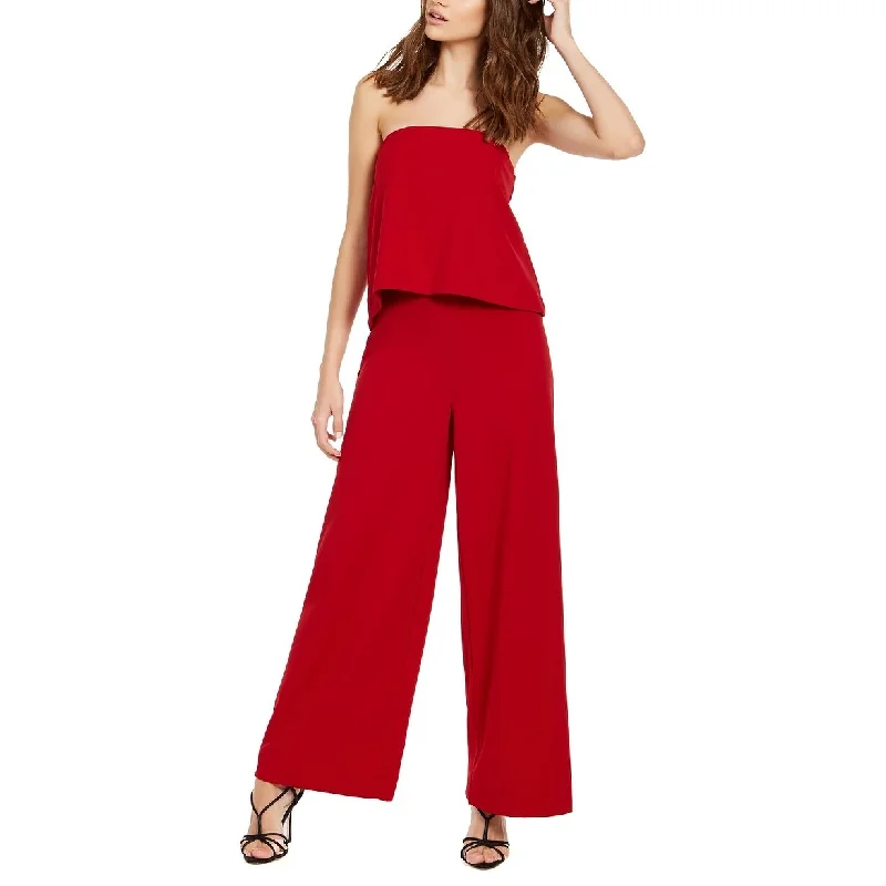 women's jumpsuits for glamorous eveningsRachel Roy Women's Isla Strapless Jumpsuit Dark Red Size X-Small