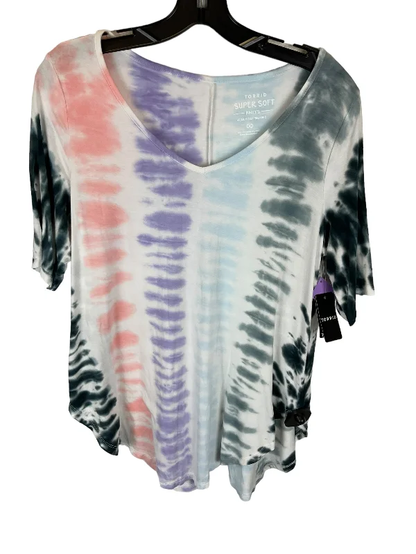 women's T-shirts with geometric patternsTie Dye Print Top Short Sleeve Basic Torrid, Size L