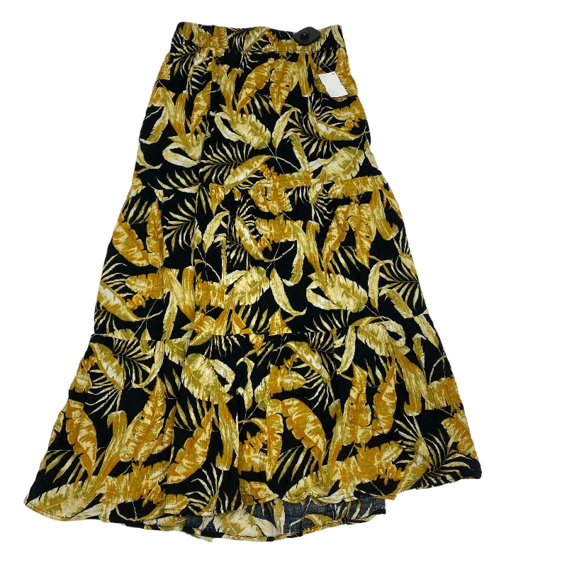 women's elastic-waisted skirts for pregnancyBlack & Yellow Skirt Maxi Clothes Mentor, Size S