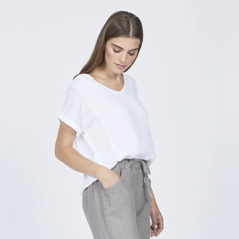 women's tops for those who refuse to compromise on styleLinen Woven Top (White)