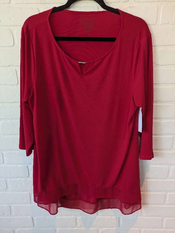 women's long sleeve tops for layeringTop Long Sleeve By Chicos In Red, Size: L