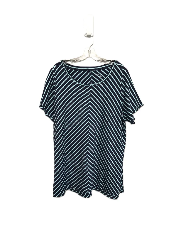 women's T-shirts with faded effectsStriped Pattern Top Short Sleeve By Soft Surroundings, Size: 1x