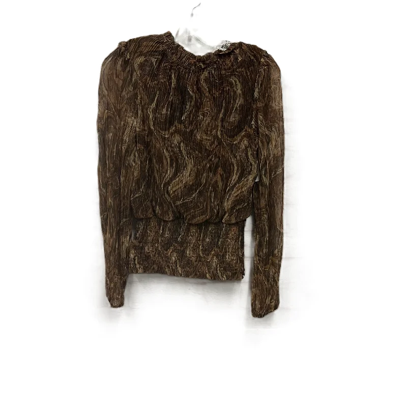 women's long sleeve tops with lace detailsTop Long Sleeve By Joie In Brown, Size: M