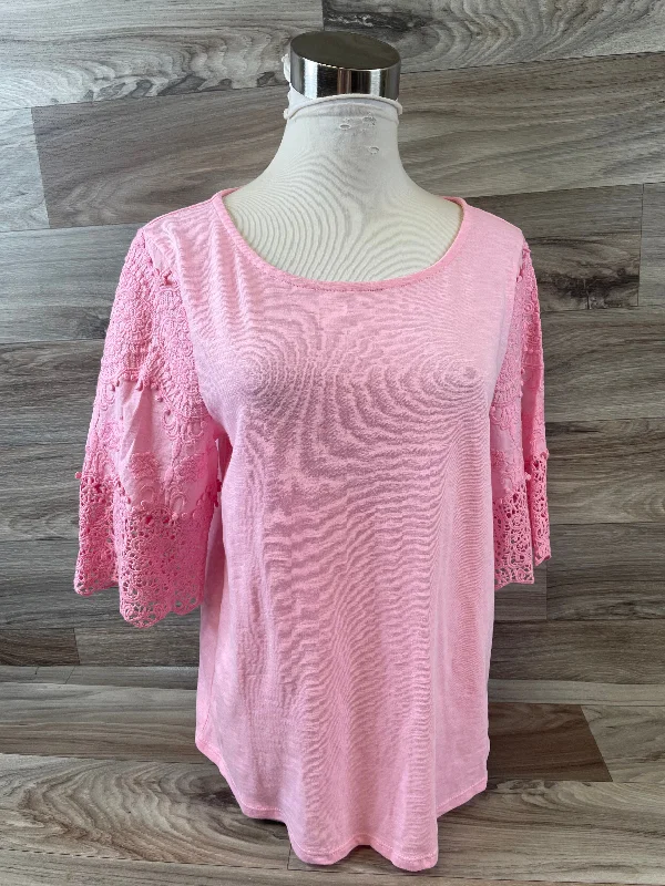 women's T-shirts for layeringPink Top Short Sleeve Basic Talbots, Size Petite  M