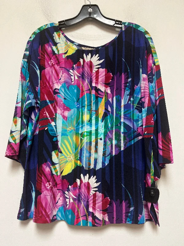 trendy women's T-shirtsFloral Print Top Short Sleeve Soft Surroundings, Size S