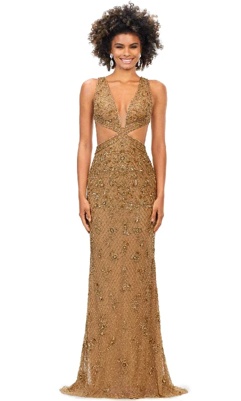 women's luxury dressesAshley Lauren 11366 - Plunging V-Neck Evening Gown