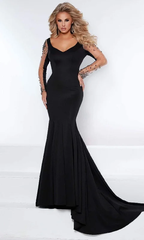 women's cocktail dressesJohnathan Kayne - 2441 Sweetheart Long Sleeve Evening Gown