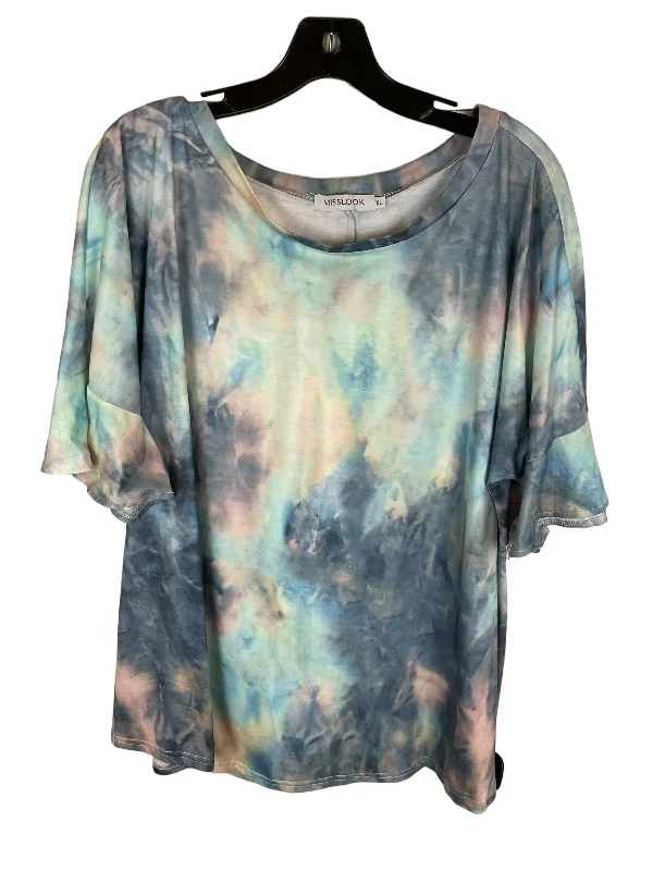 women's T-shirts for everyday wearTie Dye Print Top Short Sleeve Misslook, Size Xl