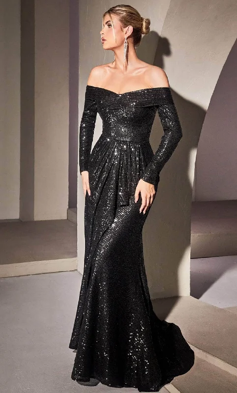 women's statement dressesLadivine CH135 - Sequin Long Sleeve Evening Gown