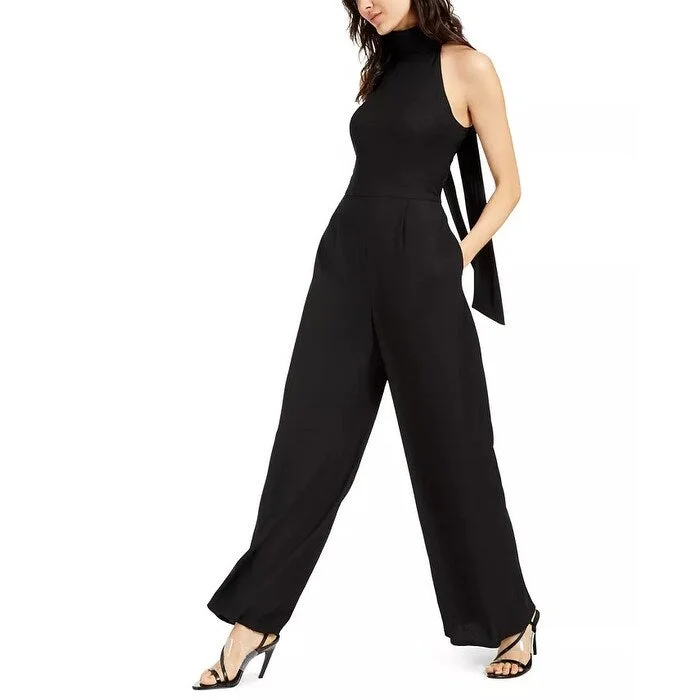 women's jumpsuits for minimalist fashionVince Camuto Women's Tie-Back Halter Jumpsuit Black Size 10