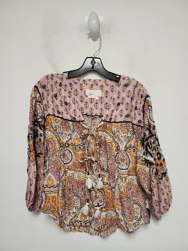 women's long sleeve tops with hidden buttonsTop Long Sleeve By Anthropologie In Multi-colored, Size: Xs