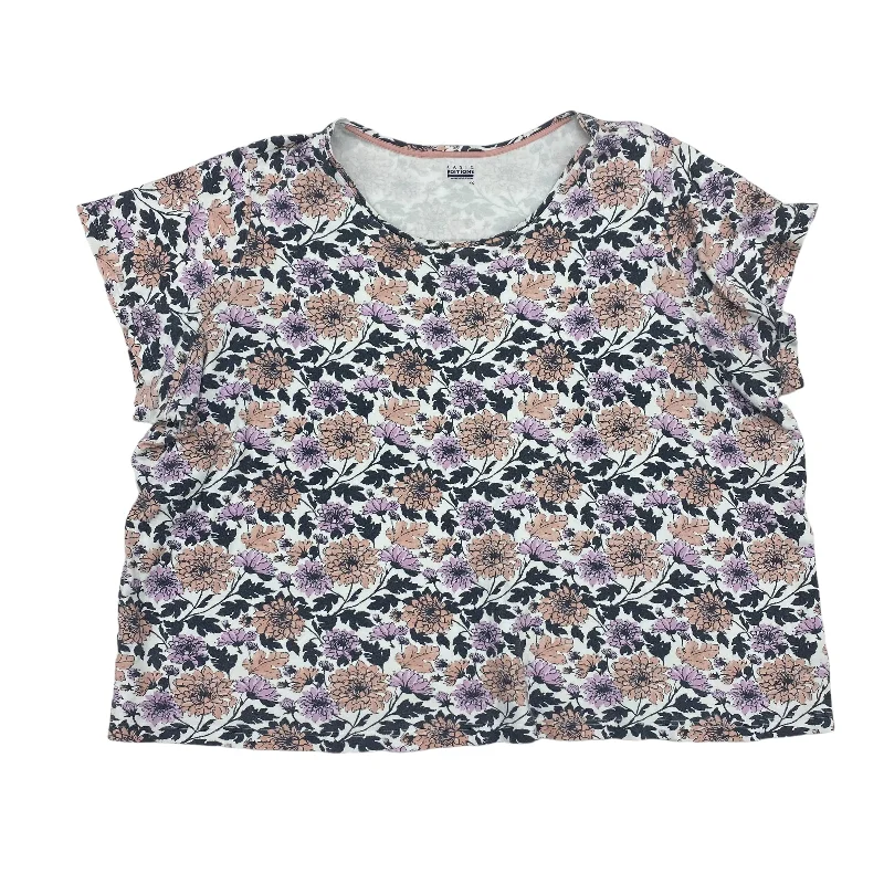 women's T-shirts with personalized messagesFLORAL PRINT BASIC EDITIONS TOP SS, Size 4X