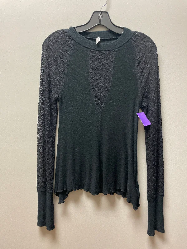 women's long sleeve tops with ethical sourcingTop Long Sleeve By Free People In Black, Size: S