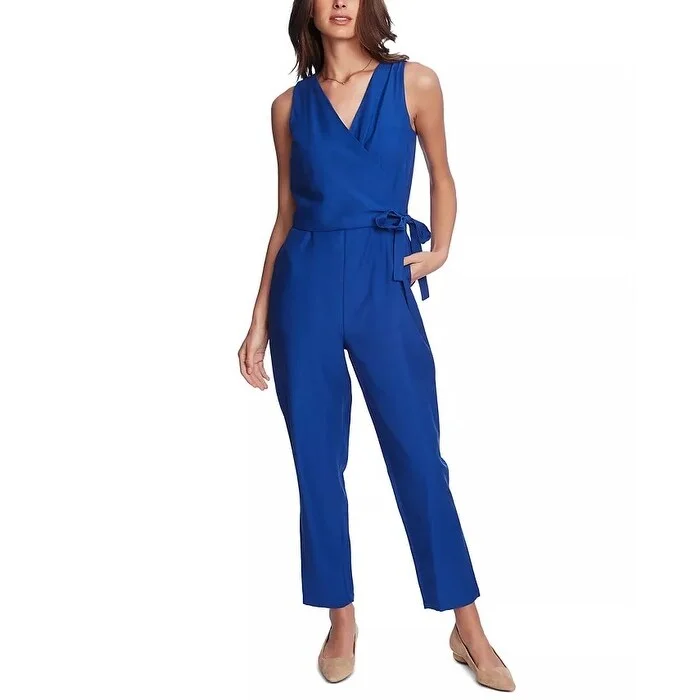 women's jumpsuits with striped patterns1.State Women's Wrap Front Sleeveless Soft Twill Jumpsuit Blue Size 6