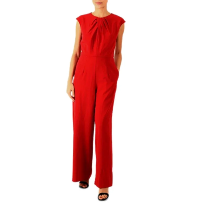 women's jumpsuits for breathable wearDonna Ricco Women's Round-Neck Jumpsuit Bright Red Size 16